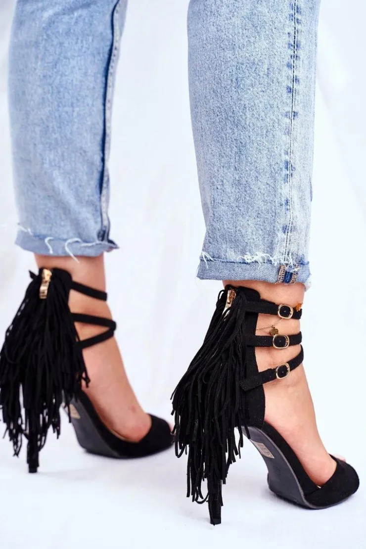 Online Boto Sandały Damskie Na Szpilce Gladiatorki Czarne Carnival