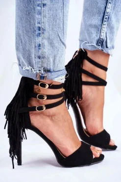 Online Boto Sandały Damskie Na Szpilce Gladiatorki Czarne Carnival