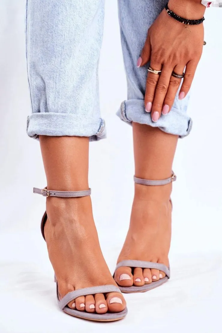 Damskie Boto Sandały Damskie Na Szpilce Klasyczne Szare Basilian