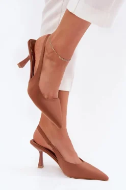 Boto Sandały Na Obcasie|Czółenka Klasyczne*Sandały Damskie Na Szpilce Camel Lunira Brązowy