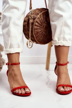 New Boto Sandały Damskie Na Szpilce Klasyczne Pomarańczowe Mintore