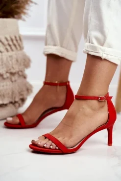 New Boto Sandały Damskie Na Szpilce Klasyczne Pomarańczowe Mintore