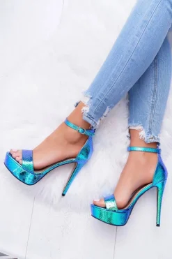 Sale Boto Sandały Damskie Na Szpilce Platformie Benzynowe Błękitne ShakeIt