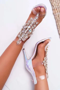 Boto Sandały Na Obcasie*Sandały Damskie Na Szpilce Lu Boo Srebrne 2047-89 Milleni