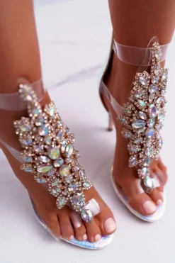 Boto Sandały Na Obcasie*Sandały Damskie Na Szpilce Lu Boo Srebrne 2047-89 Milleni