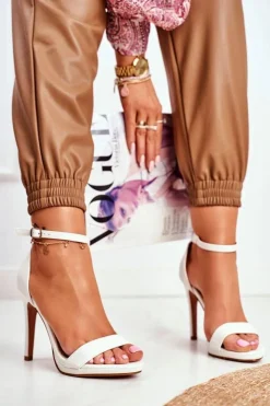 Clearance Boto Sandały Damskie Na Szpilce Biały Frenzy