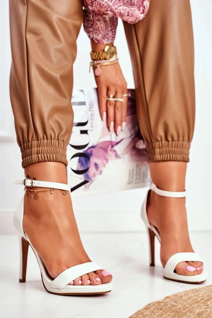 Clearance Boto Sandały Damskie Na Szpilce Biały Frenzy