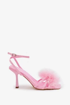 Damskie Boto Sandały Damskie Na Szpilce Z Piórami Różowe Xaliope