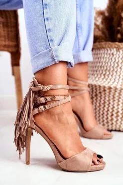 Boto Sandały Na Obcasie*Sandały Damskie Na Szpilce Gladiatorki Beżowe Carnival