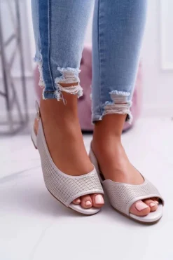 Damskie Buty Sergio Leone Sandały Damskie Płaski Obcas Sergio Leone SK809 Beżowe Skaldo