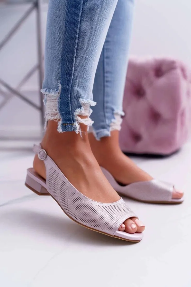 Buty Sergio Leone Sandały Płaskie*Sandały Damskie Płaski Obcas Sergio Leone SK809 Różowe Skaldo