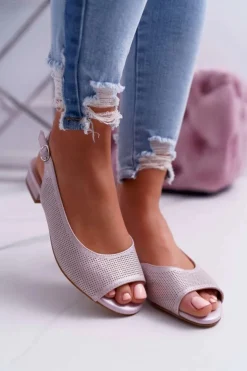 Buty Sergio Leone Sandały Płaskie*Sandały Damskie Płaski Obcas Sergio Leone SK809 Różowe Skaldo