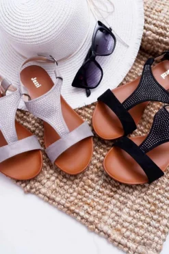 Clearance Boto Sandały Damskie Płaskie Czarne Sorsano