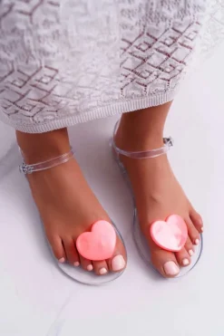 Boto Sandały Płaskie*Sandały Damskie Płaskie Gumowe Serduszko Coral Imanda
