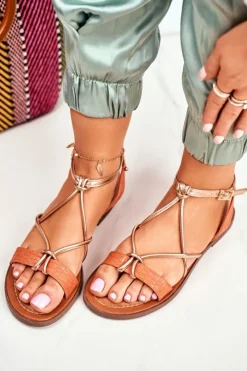 Boto Sandały Płaskie*Sandały Damskie Płaskie Pomarańczowe Alison