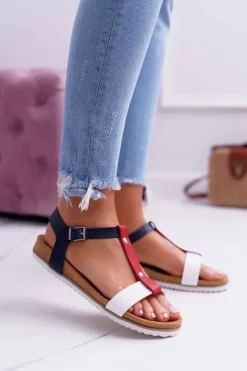 Damskie Evento Sandały Damskie Płaskie Profilowane 8SD35-0306 Kolorowe Dubi