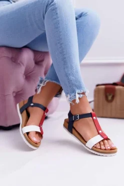 Damskie Evento Sandały Damskie Płaskie Profilowane 8SD35-0306 Kolorowe Dubi