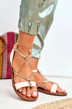 Damskie Boto Sandały Damskie Płaskie Różowe Alison