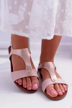 Damskie Damskie buty S.Barski Sandały Damskie Płaskie Różowe Verner