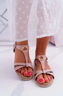 Damskie Damskie buty S.Barski Sandały Damskie Płaskie Różowe S.Barski Brimnes