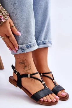 Damskie Damskie buty S.Barski Sandały Damskie Płaskie S.Barski KV-541-120 Czarne