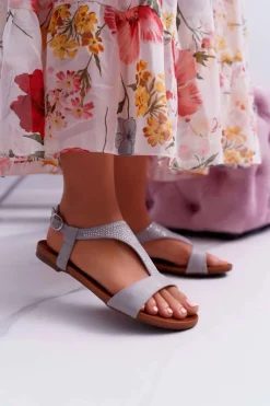 Boto Sandały Płaskie*Sandały Damskie Płaskie Szare Sorsano