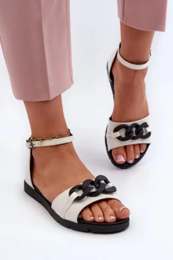 Damskie Buty damskie Vinceza Sandały Damskie Płaskie Z Łańcuchem Vinceza 17320 Białe