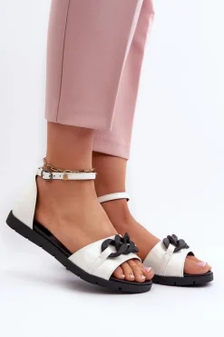 Damskie Buty damskie Vinceza Sandały Damskie Płaskie Z Łańcuchem Vinceza 17320 Białe