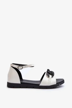 Damskie Buty damskie Vinceza Sandały Damskie Płaskie Z Łańcuchem Vinceza 17320 Białe