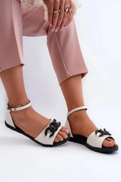 Damskie Buty damskie Vinceza Sandały Damskie Płaskie Z Łańcuchem Vinceza 17320 Białe