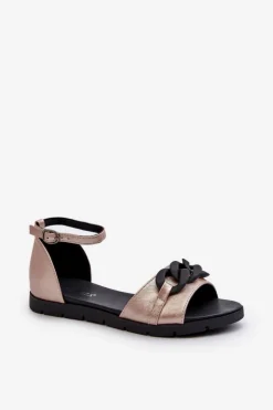 Buty damskie Vinceza Sandały Płaskie*Sandały Damskie Płaskie Z Łańcuchem Vinceza 17320 Złote