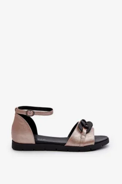 Buty damskie Vinceza Sandały Płaskie*Sandały Damskie Płaskie Z Łańcuchem Vinceza 17320 Złote