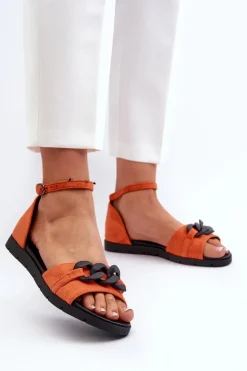 Damskie Buty damskie Vinceza Sandały Damskie Płaskie Z Łańcuchem Vinceza 17320 Pomarańczowe