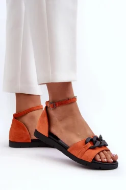 Damskie Buty damskie Vinceza Sandały Damskie Płaskie Z Łańcuchem Vinceza 17320 Pomarańczowe