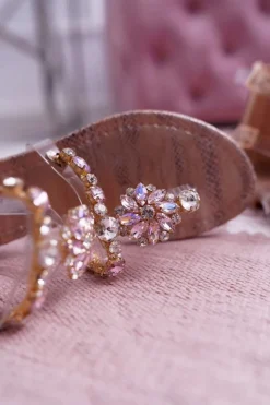 Boto Sandały Płaskie*Sandały Damskie Płaskie Z Cyrkoniami Champagne Karra