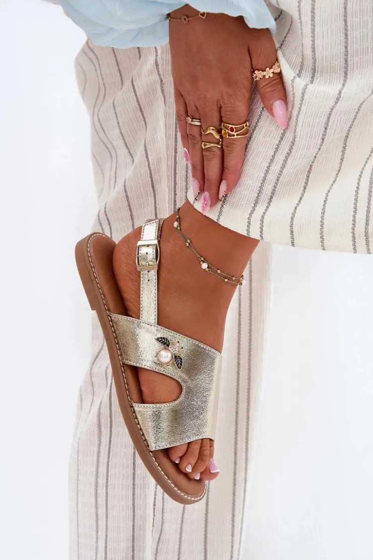 Damskie Buty damskie Vinceza Sandały Damskie Płaskie Z Ozdobnym Detalem Vinceza 17378 Złote