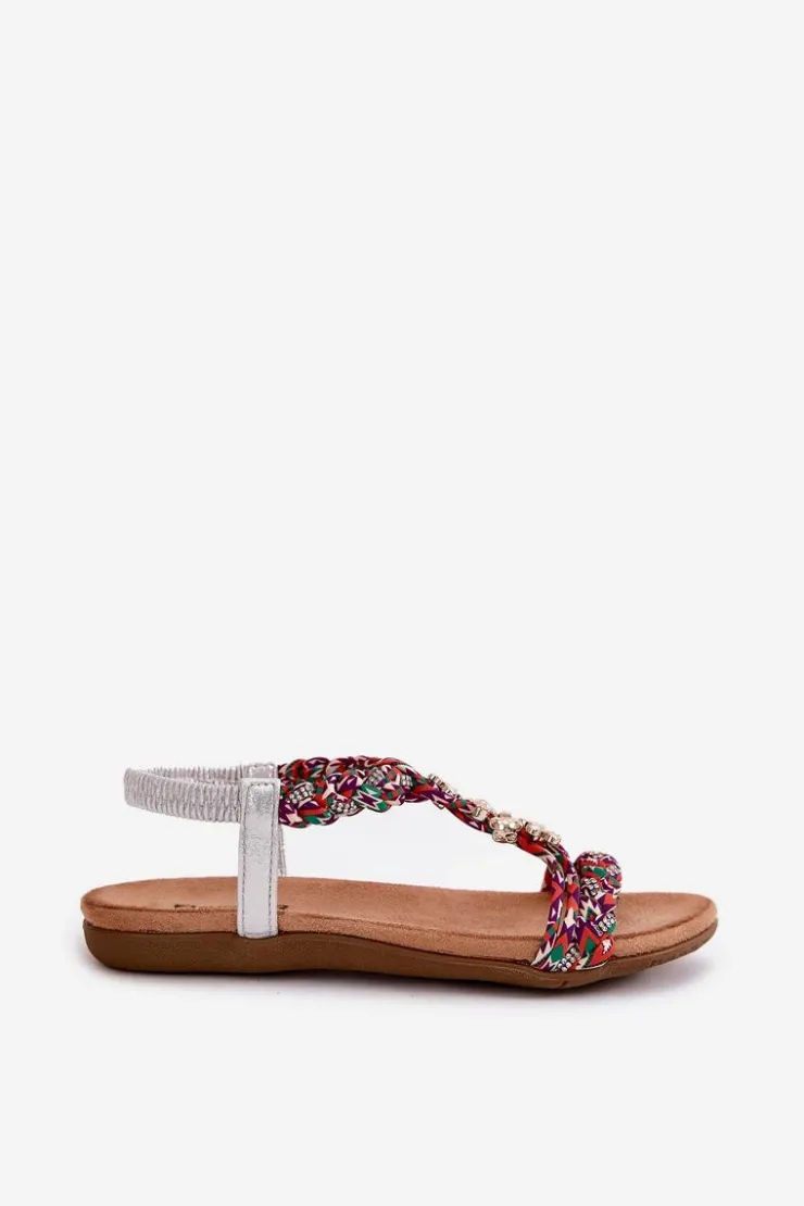 Damskie Artiker Sandały Damskie Płaskie Z Plecionymi Paskami I Przypinkami 54C1322 Multikolor