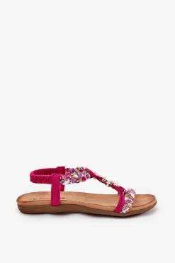 Damskie Artiker Sandały Damskie Płaskie Z Plecionymi Paskami I Przypinkami 56C1314 Fuksja