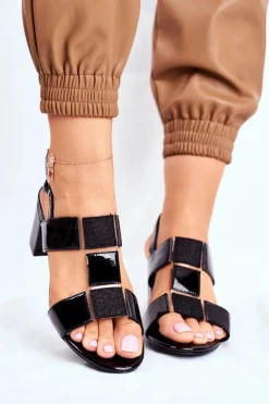 Damskie Buty Sergio Leone Sandały Damskie Sergio Leone Lakierowane Czarne SK910