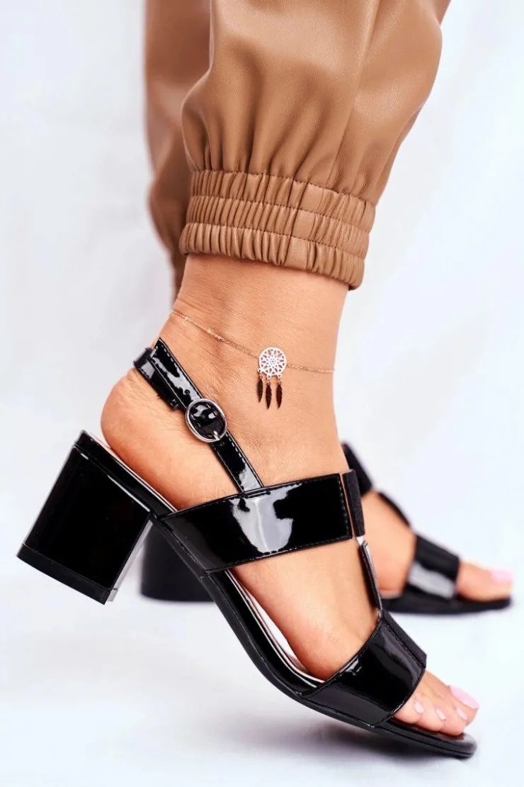 Damskie Buty Sergio Leone Sandały Damskie Sergio Leone Lakierowane Czarne SK910