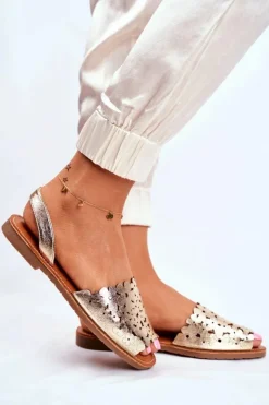 Evento Sandały Damskie Wsuwane Złote I Like Summer