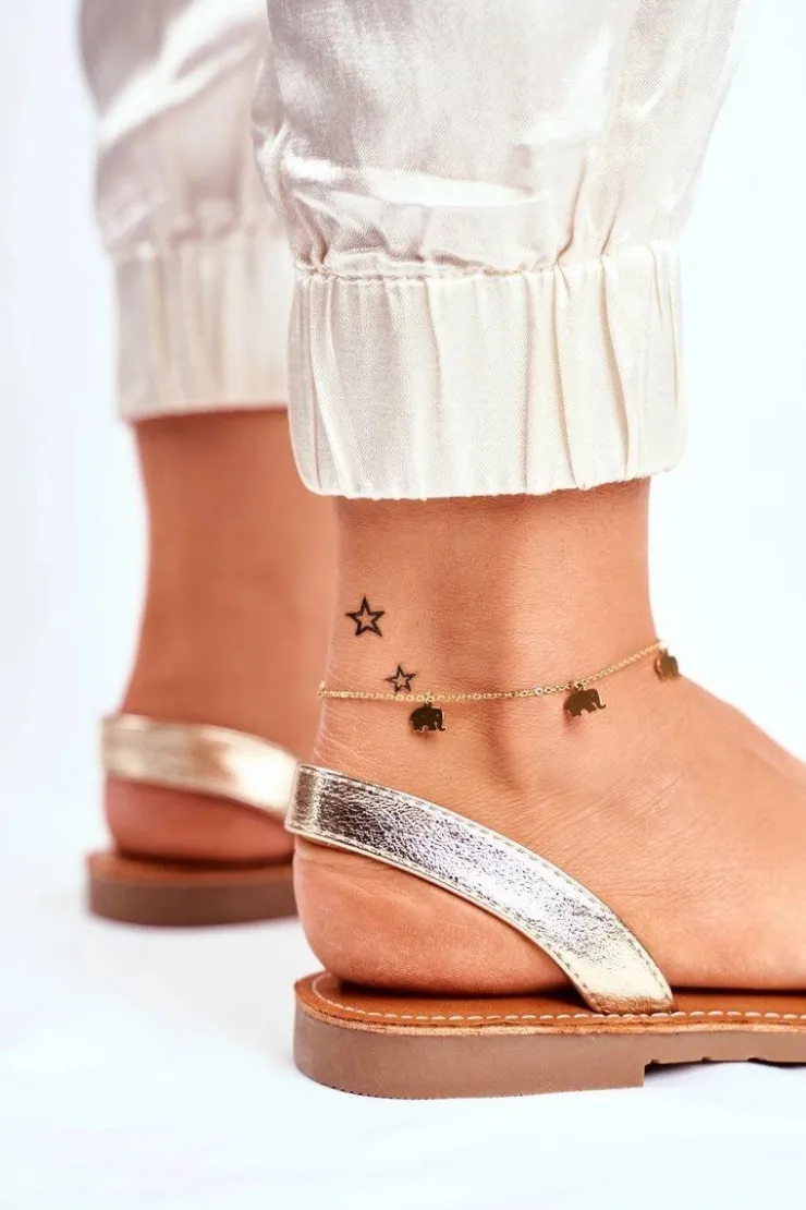 Evento Sandały Damskie Wsuwane Złote I Like Summer