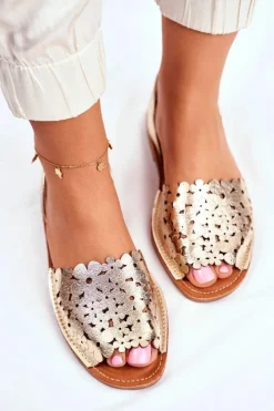 Evento Sandały Damskie Wsuwane Złote I Like Summer