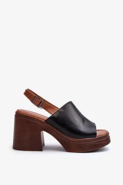 Buty damskie Vinceza Sandały Na Obcasie*Sandały Damskie Z Eko Skóry Na Masywnym Obcasie I Platformie Czarne Meeyah