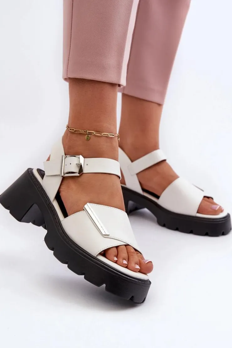 Buty damskie Vinceza Sandały Na Obcasie*Sandały Damskie Z Eko Skóry Na Obcasie I Platformie Vinceza 36257 Biały