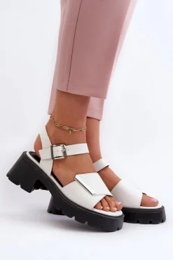 Buty damskie Vinceza Sandały Na Obcasie*Sandały Damskie Z Eko Skóry Na Obcasie I Platformie Vinceza 36257 Biały