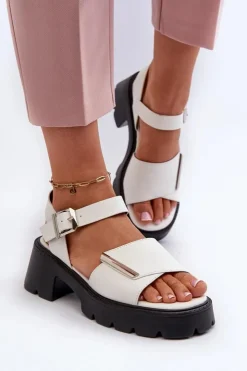 Buty damskie Vinceza Sandały Na Obcasie*Sandały Damskie Z Eko Skóry Na Obcasie I Platformie Vinceza 36257 Biały