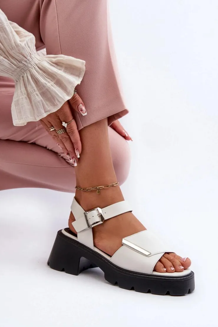 Buty damskie Vinceza Sandały Na Obcasie*Sandały Damskie Z Eko Skóry Na Obcasie I Platformie Vinceza 36257 Biały