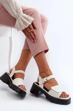 Buty damskie Vinceza Sandały Na Obcasie*Sandały Damskie Z Eko Skóry Na Obcasie I Platformie Vinceza 36257 Biały