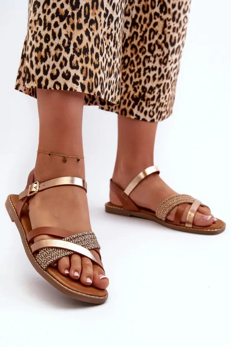 Buty Sergio Leone Sandały Płaskie*Sandały Damskie Z Eko Skóry Sergio Leone SK085H Brązowe